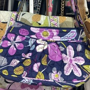 Vera Bradley Navy Crossbody with Purple Floral Print